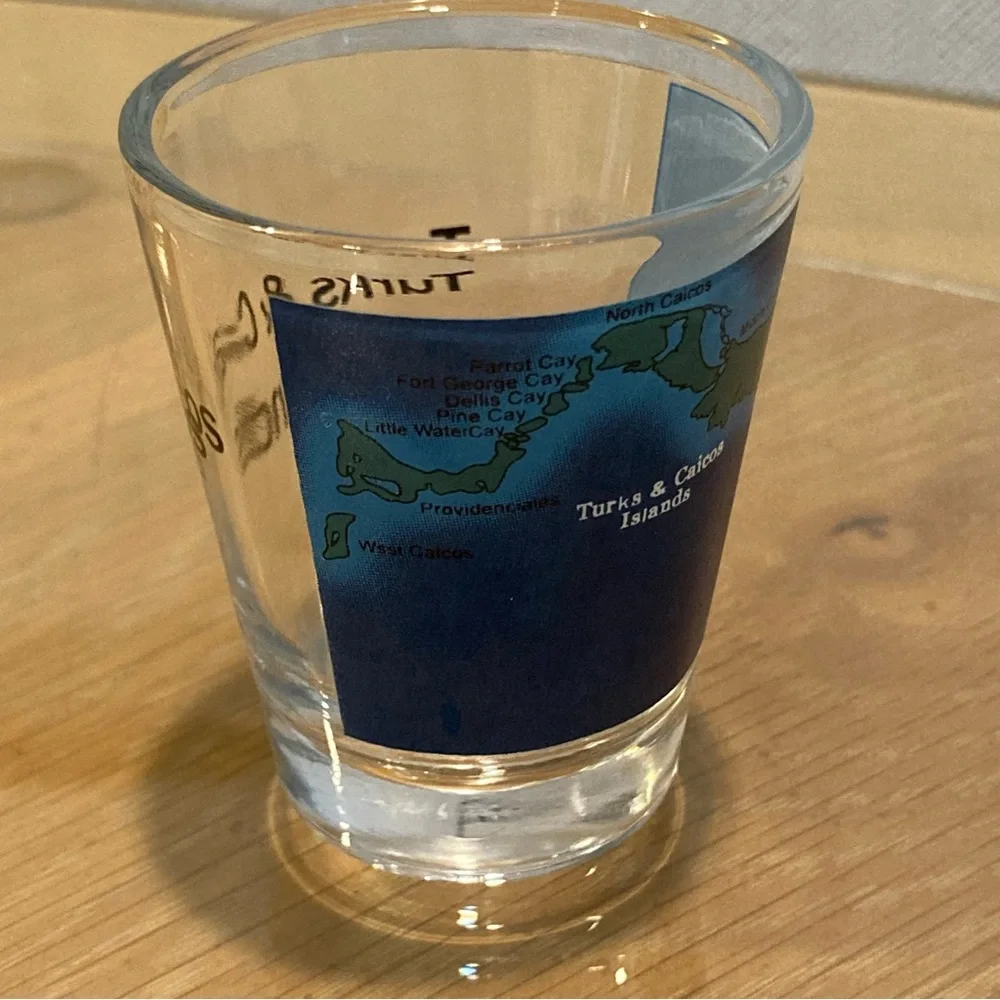 Vintage Y2K Turks and Caicos Islands Souvenir Shot Glass 2.5 inches